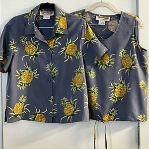 Honolulu Lulu silk tank and short sleeve shirt set